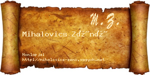 Mihalovics Zénó névjegykártya